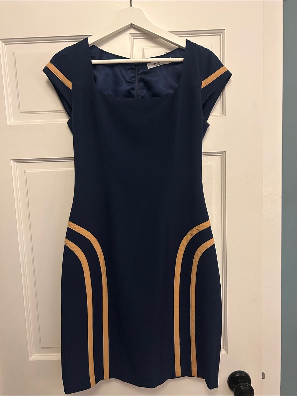 Osafu Navy Contrast Piping Sheath Dress – Size L, fits small